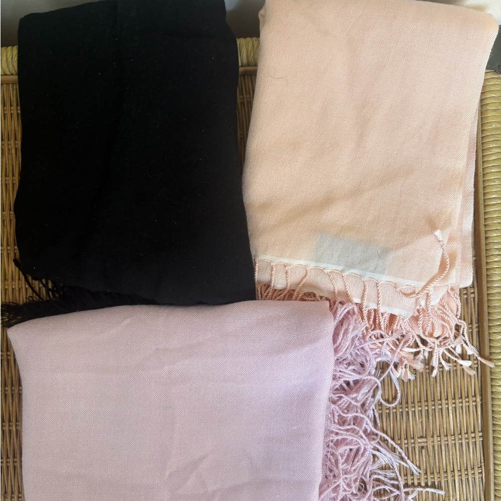 Set of Three Black and Pink Scarves